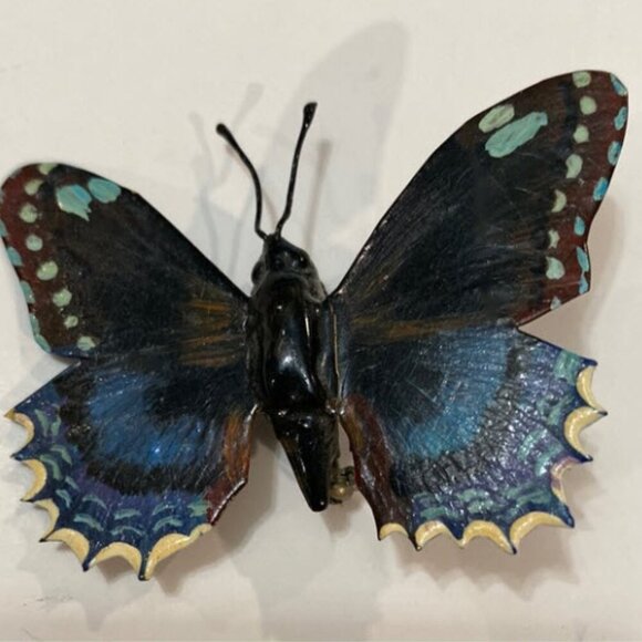 Vintage Butterfly Brooch with Blue and Black Accents - Picture 4 of 8